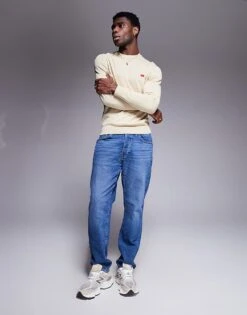 HUGO Red San Cassius Knitted Crew Neck Jumper In Beige For Men Open Beige -Hugoro Store 207343209 4