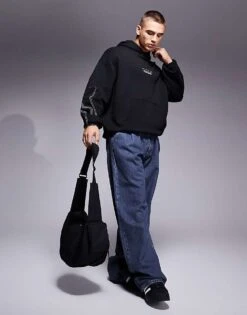 HUGO Red Doad Oversized Hoodie In Black With Race Track Print For Men -Hugoro Store 207343220 3