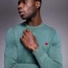 HUGO Red San Cassius Knitted Crew Neck Jumper In Green For Men Open Green