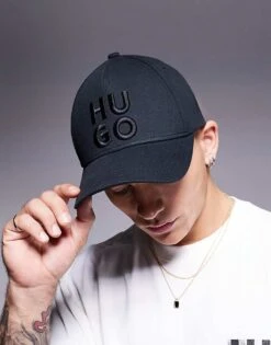 HUGO Red Jude Stacked Logo Baseball Cap In Black For Men 9 HUGO Red Jude Stacked Logo Baseball Cap In Black For Men -Hugoro Store 207343341 1 black 1