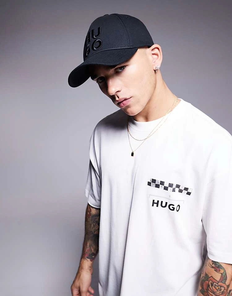 HUGO Red Jude Stacked Logo Baseball Cap In Black For Men 2 HUGO Red Jude Stacked Logo Baseball Cap In Black For Men - Image 2