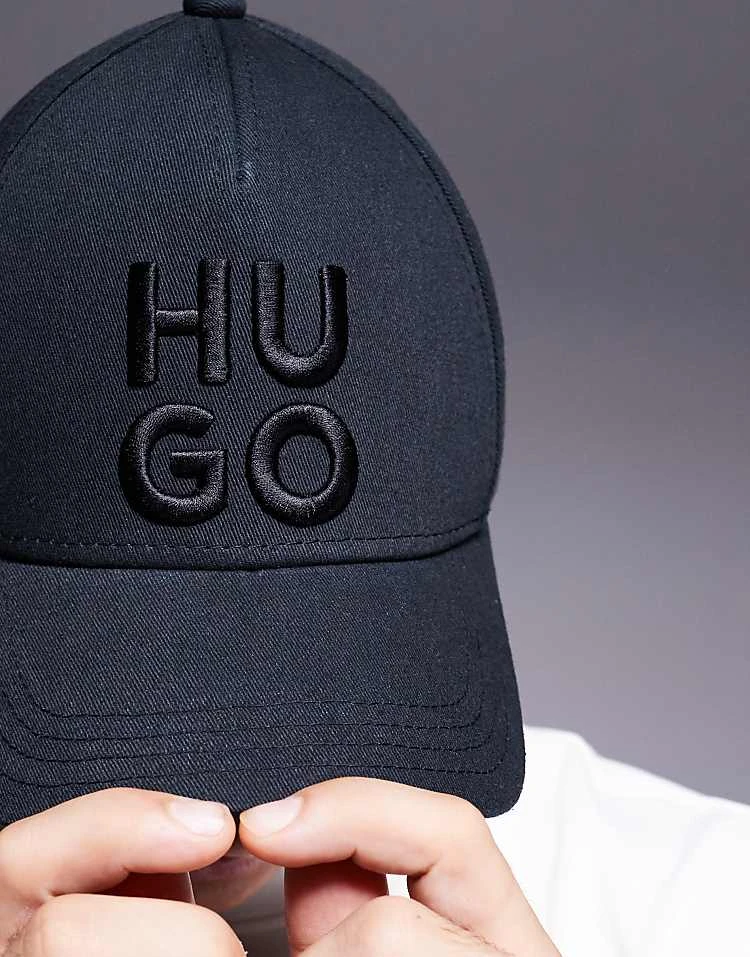 HUGO Red Jude Stacked Logo Baseball Cap In Black For Men 4 HUGO Red Jude Stacked Logo Baseball Cap In Black For Men - Image 4