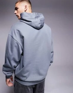 HUGO Red Oversized Ditchle Large Chest Logo Hoodie In Grey For Men Open Grey -Hugoro Store 207343378 3