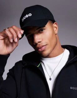 HUGO Red Jude Logo Baseball Cap In Black For Men 7 HUGO Red Jude Logo Baseball Cap In Black For Men -Hugoro Store 207343393 1 black 1