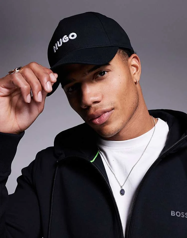 HUGO Red Jude Logo Baseball Cap In Black For Men 1 HUGO Red Jude Logo Baseball Cap In Black For Men