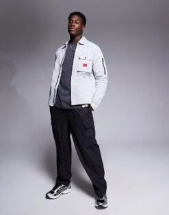 HUGO Red Emmond Oversized Overshirt In Grey For Men Light/pastel Grey 9 HUGO Red Emmond Oversized Overshirt In Grey For Men Light/pastel Grey -Hugoro Store 207343436 1 lightpastelgrey 1