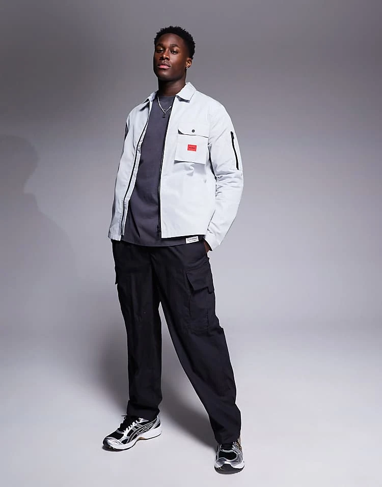 HUGO Red Emmond Oversized Overshirt In Grey For Men Light/pastel Grey 5 HUGO Red Emmond Oversized Overshirt In Grey For Men Light/pastel Grey - Image 5