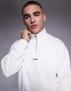 HUGO Red Durty Half Zip Sweatshirt In Stone For Men Natural -Hugoro Store 207343506 1 natural 1