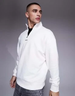 HUGO Red Durty Half Zip Sweatshirt In Stone For Men Natural -Hugoro Store 207343506 3