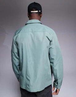 HUGO Red Emmond Oversized Overshirt In Green For Men Open Green -Hugoro Store 207343509 3