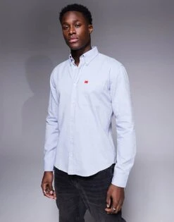 HUGO Red Evito Slim Fit Shirt In Blue For Men Open Blue -Hugoro Store 207343533 1 openblue 1