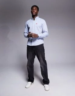 HUGO Red Evito Slim Fit Shirt In Blue For Men Open Blue -Hugoro Store 207343533 3