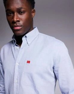 HUGO Red Evito Slim Fit Shirt In Blue For Men Open Blue -Hugoro Store 207343533 4