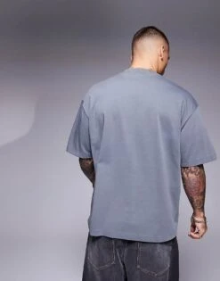 HUGO Red Dinkee Oversized Chest Logo T-shirt In Grey For Men Open Grey -Hugoro Store 207343540 4