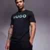 HUGO Red Dulivio Contrast Chest Logo T-shirt In Black For Men