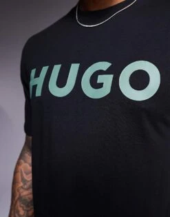 HUGO Red Dulivio Contrast Chest Logo T-shirt In Black For Men 6 HUGO Red Dulivio Contrast Chest Logo T-shirt In Black For Men -Hugoro Store 207343563 2