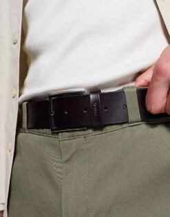 HUGO Red Giaspo Belt In Dark Brown For Men