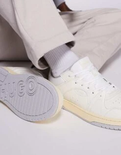HUGO Red Hardian Vintage Trainer In Off White For Men Open White -Hugoro Store 207343579 4