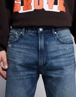 HUGO Red 640 Straight Fit Jeans In Washed Dark Blue For Men Bright Blue -Hugoro Store 207343606 4