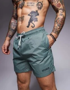 Hugo Red HUGO Haiti Swim Short In Green For Men Open Green 7 Hugo Red HUGO Haiti Swim Short In Green For Men Open Green -Hugoro Store 207350035 3