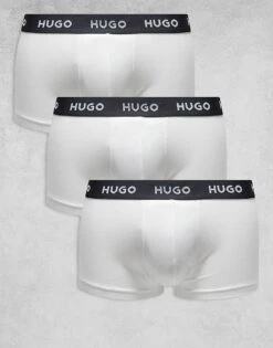 Hugo Red HUGO Bodywear 3-pack Trunks In White With Contrasting Logo Waistband For Men -Hugoro Store 207350049 1 white 1