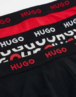 Hugo Red HUGO Bodywear 3-pack Trunks In Black And Red With Design Print For Men Open Miscellaneous -Hugoro Store 207350068 3