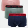 Hugo Red HUGO Bodywear 3-pack Trunks In Pink, Blue And Green With Contrast Waistbands For Men Open Miscellaneous