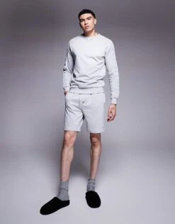 Hugo Red HUGO Bodywear Co-ord Tonal Logo Sweat Shorts In Grey For Men Light/pastel Grey -Hugoro Store 207350134 1 lightpastelgrey 1