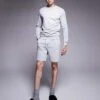 Hugo Red HUGO Bodywear Co-ord Tonal Logo Sweat Shorts In Grey For Men Light/pastel Grey