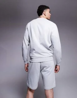 Hugo Red HUGO Bodywear Co-ord Tonal Logo Sweat Shorts In Grey For Men Light/pastel Grey -Hugoro Store 207350134 4