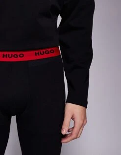 Hugo Red HUGO Bodywear Long Johns In Black With Contrast Waistband For Men 10 Hugo Red HUGO Bodywear Long Johns In Black With Contrast Waistband For Men -Hugoro Store 207350143 5