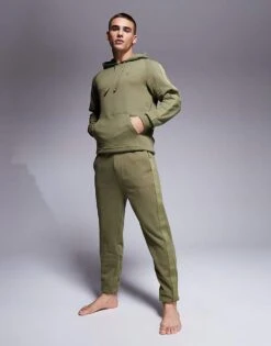 Hugo Red HUGO Bodywear Co-ord Tonal Logo Joggers In Dark Green For Men Open Green -Hugoro Store 207350198 1 opengreen 1