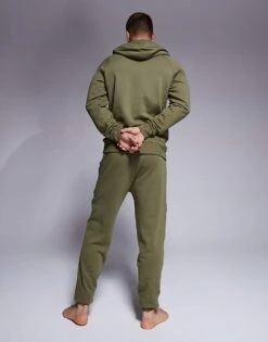 Hugo Red HUGO Bodywear Co-ord Tonal Logo Joggers In Dark Green For Men Open Green -Hugoro Store 207350198 3