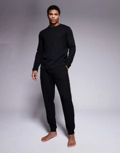 Hugo Red HUGO Bodywear Austin Co-ord Long Sleeve Top In Black For Men -Hugoro Store 207350246 3