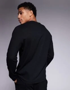 Hugo Red HUGO Bodywear Austin Co-ord Long Sleeve Top In Black For Men -Hugoro Store 207350246 4