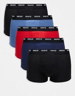 Hugo Red HUGO Bodywear 5-pack Trunks In Black, Blue And Red For Men Open Miscellaneous