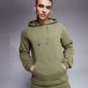 Hugo Red HUGO Bodywear Co-ord Tonal Logo Hoodie In Dark Green For Men Open Green