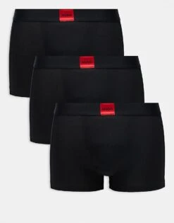 Hugo Red HUGO Bodywear 3-pack Trunk In Black With Front Red Label Logo For Men -Hugoro Store 207350286 1 black 1