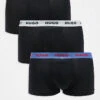 Hugo Red HUGO Bodywear 3-pack Trunks In Black With Contrasting Colour Logo Waistbands For Men Open Miscellaneous