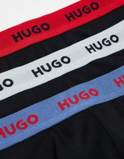 Hugo Red HUGO Bodywear 3-pack Trunks In Black With Contrasting Colour Logo Waistbands For Men Open Miscellaneous -Hugoro Store 207350291 3