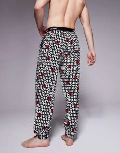 Hugo Red HUGO Bodywear Tortuga All Over Logo Bottoms In Black For Men -Hugoro Store 207350340 4