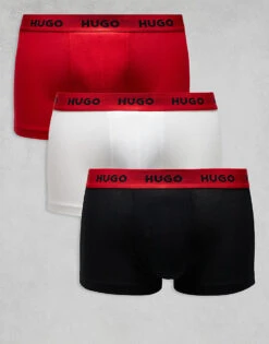 Hugo Red HUGO Bodywear 3-pack Trunks In Black, White And Red With Contrasting Logo Waistband For Men Open Miscellaneous -Hugoro Store 207350381 1 openmiscellaneous 1
