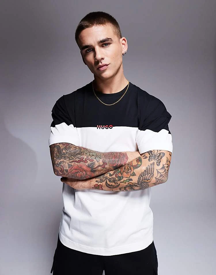 Hugo Red HUGO Bodywear Amsterdam Colour Block T-shirt In White For Men Black 1 Hugo Red HUGO Bodywear Amsterdam Colour Block T-shirt In White For Men Black