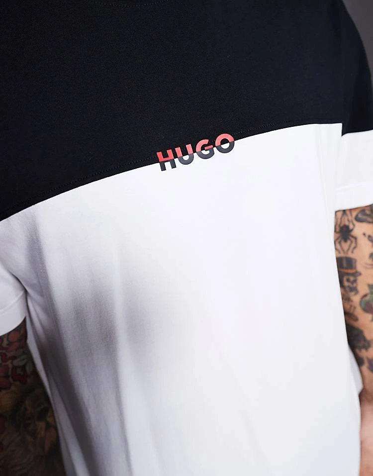 Hugo Red HUGO Bodywear Amsterdam Colour Block T-shirt In White For Men Black 2 Hugo Red HUGO Bodywear Amsterdam Colour Block T-shirt In White For Men Black - Image 2