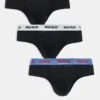 Hugo Red HUGO Bodywear 3-pack Hip Briefs In Black With Contrast Waistbands For Men Open Miscellaneous