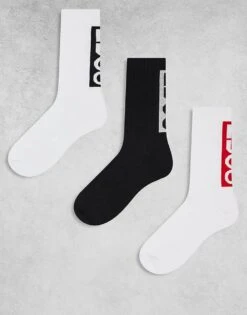 Hugo Red HUGO Bodywear 3-pack Back Logo Socks On Black And White For Men Open Miscellaneous -Hugoro Store 207364809 1 openmiscellaneous 1