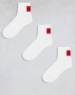 Hugo Red HUGO Bodywear 3-pack Red Label Trainer Socks In White For Men