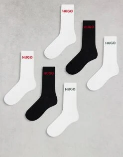 Hugo Red HUGO Bodywear 6-pack Logo Socks In Black And White For Men Open Miscellaneous -Hugoro Store 207364852 1 openmiscellaneous 1