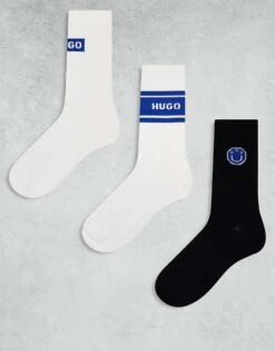 HUGO BLUE 3pack Socks In White And Black For Men Multi
